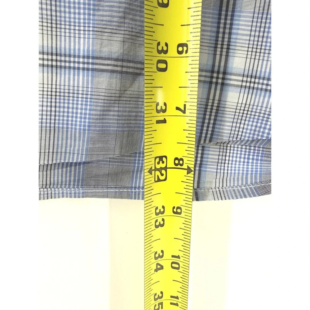 Banana Republic Slim Fit Blue Plaid Shirt Men XL Cotton Button Preppy Casual EUC